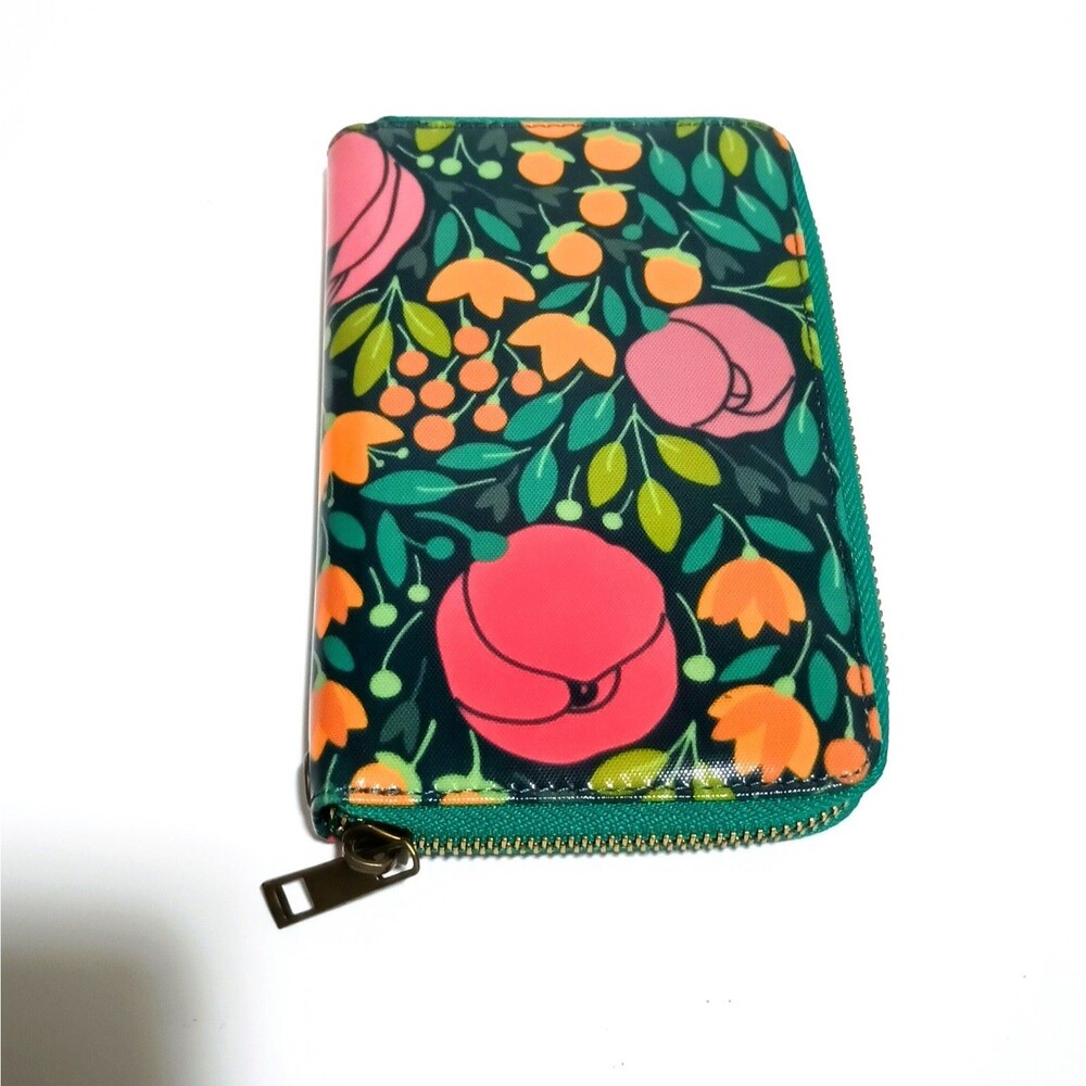 Wander Wallets Floral Zip Around Clutch Wallet Pink Green Botanical
